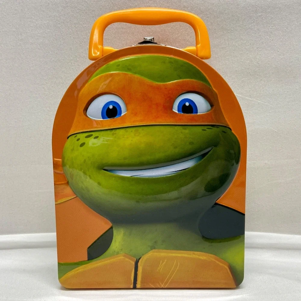 TMNT Teenage Mutant Ninja Turtles Tin Box/Lunchbox W/ Handle-Michaelangelo MIKEY